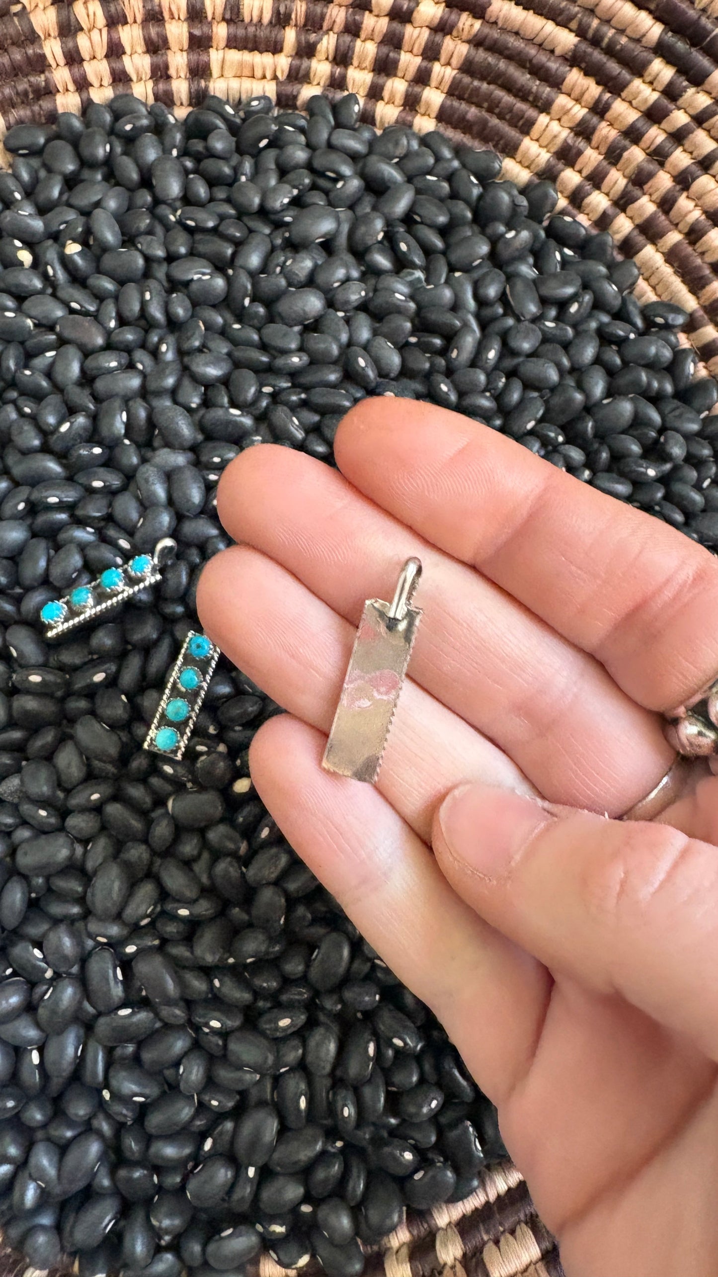 4 STONE KINGMAN TURQUOISE BAR PENDANT BY JANICE SPENCER