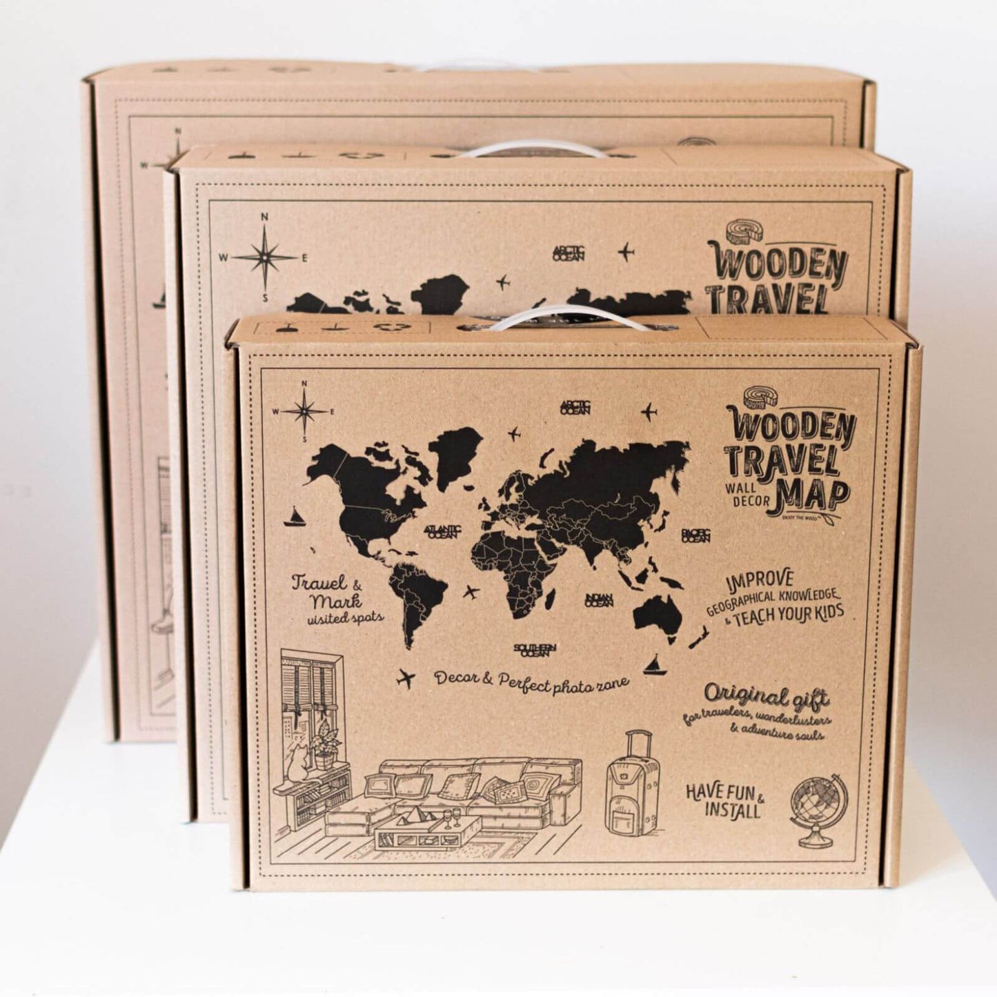 3D LED Wooden World Map 3.0 Multicolor