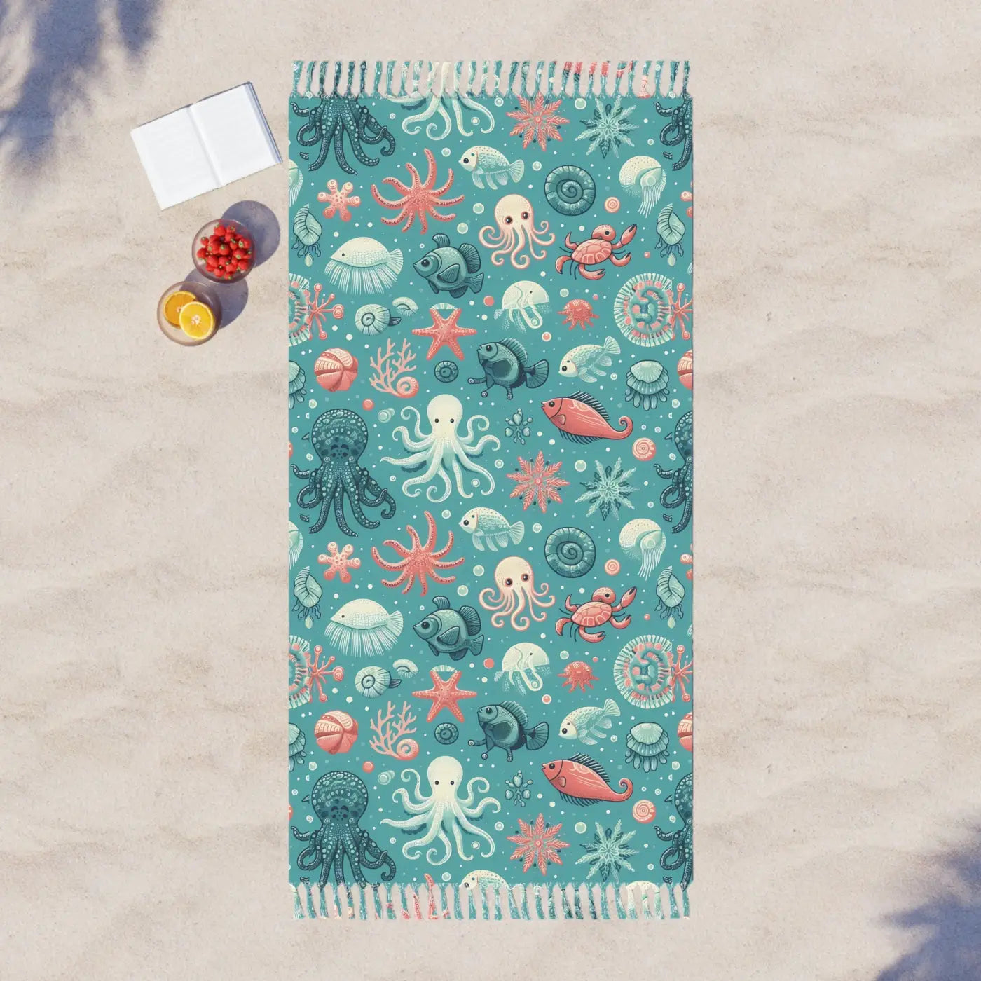 Vibrant Boho Beach Cloth - Marine Life Polyester - DipaliZ