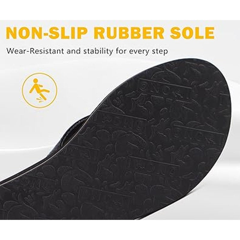 New Oncai Women 9 Black Cushioned Slip On Thong Flip Flop Arch Support Sandals