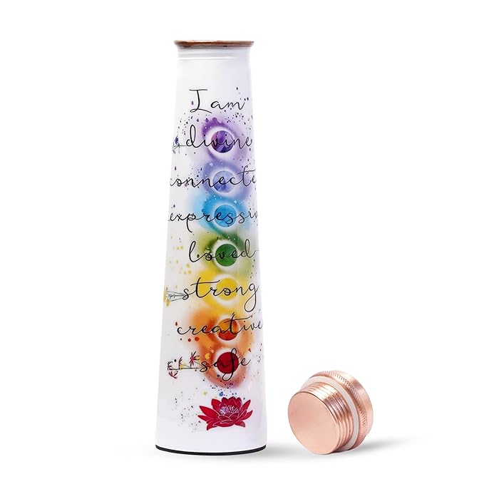 Pure Copper Water Bottle, 7 Chakra Design