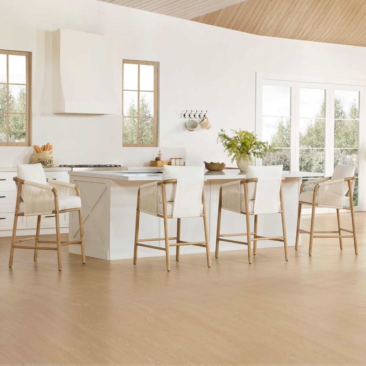 Cream 27 Inch Counter Height Bar Stools Set Of 2 For Kitchen Island