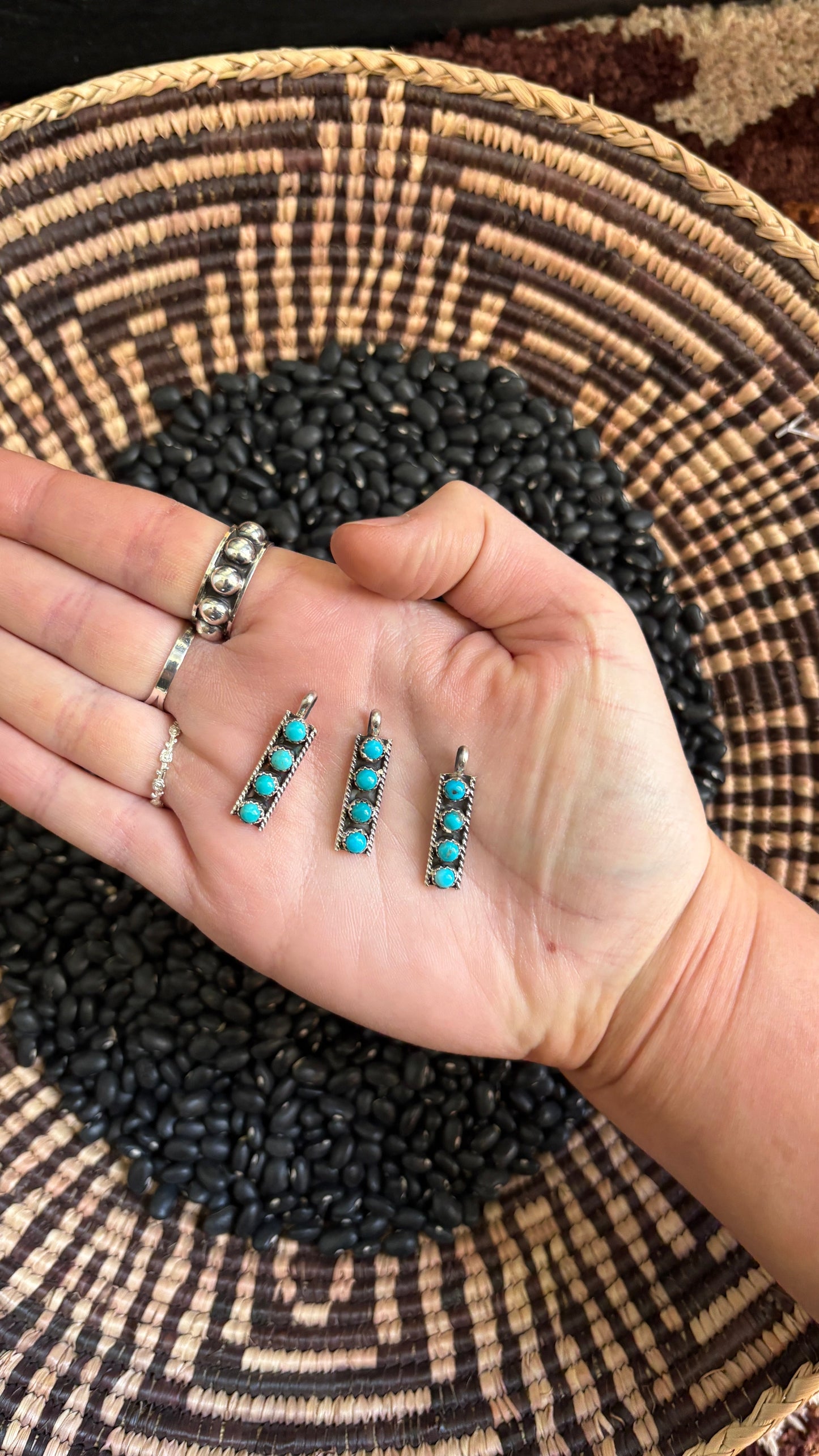 4 STONE KINGMAN TURQUOISE BAR PENDANT BY JANICE SPENCER