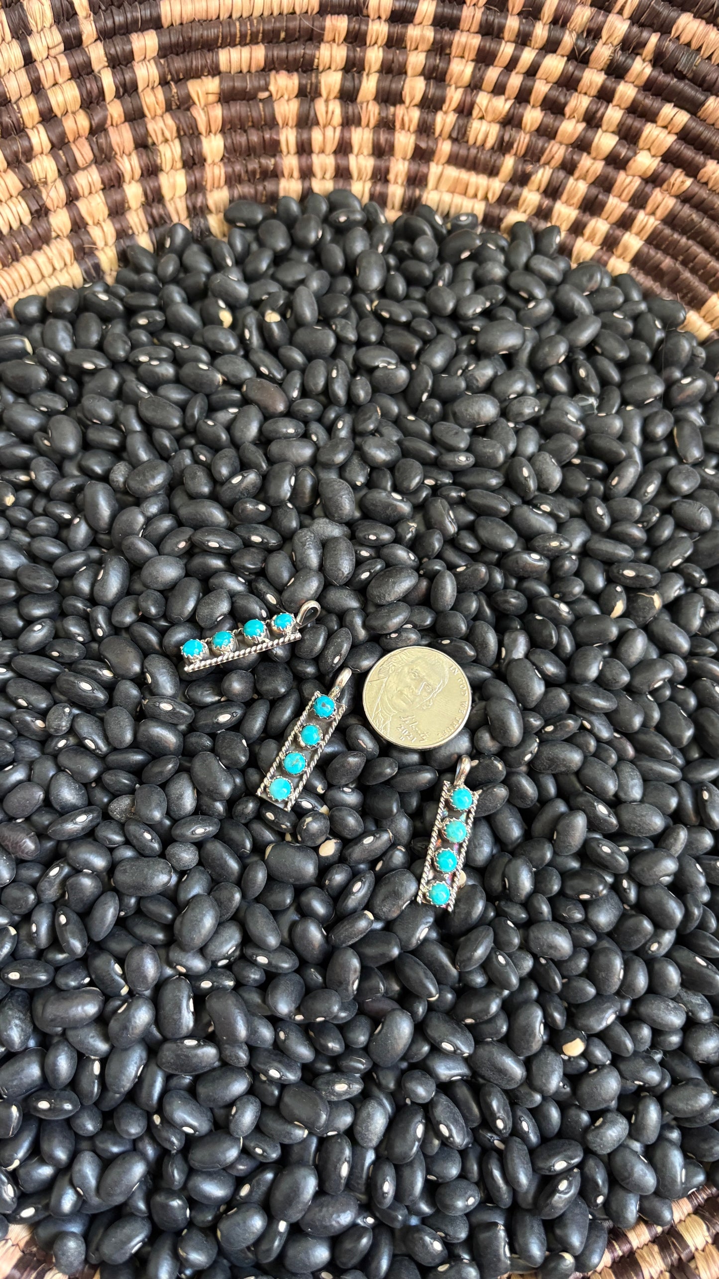 4 STONE KINGMAN TURQUOISE BAR PENDANT BY JANICE SPENCER