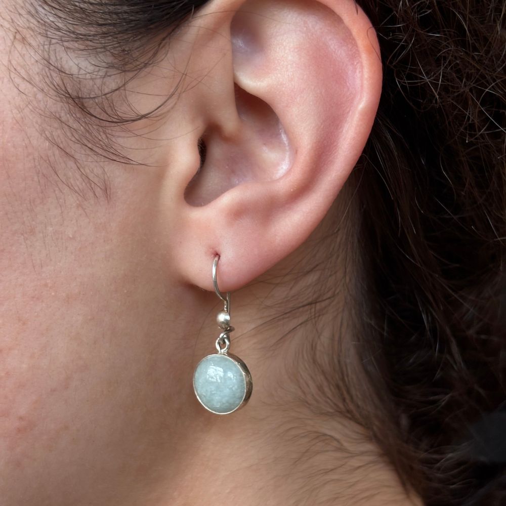 Jade and Sterling Silver Dangle Earrings