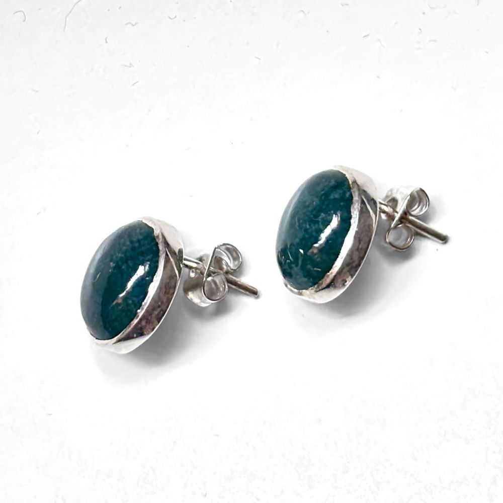 Jade and Sterling Silver Stud Earrings
