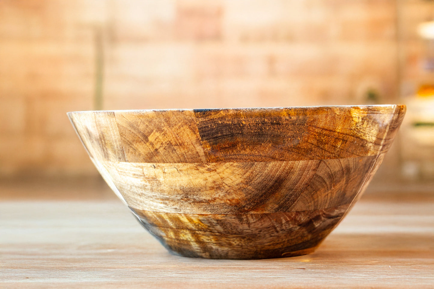 Carved Pattern Mango Wood Bowl - Black