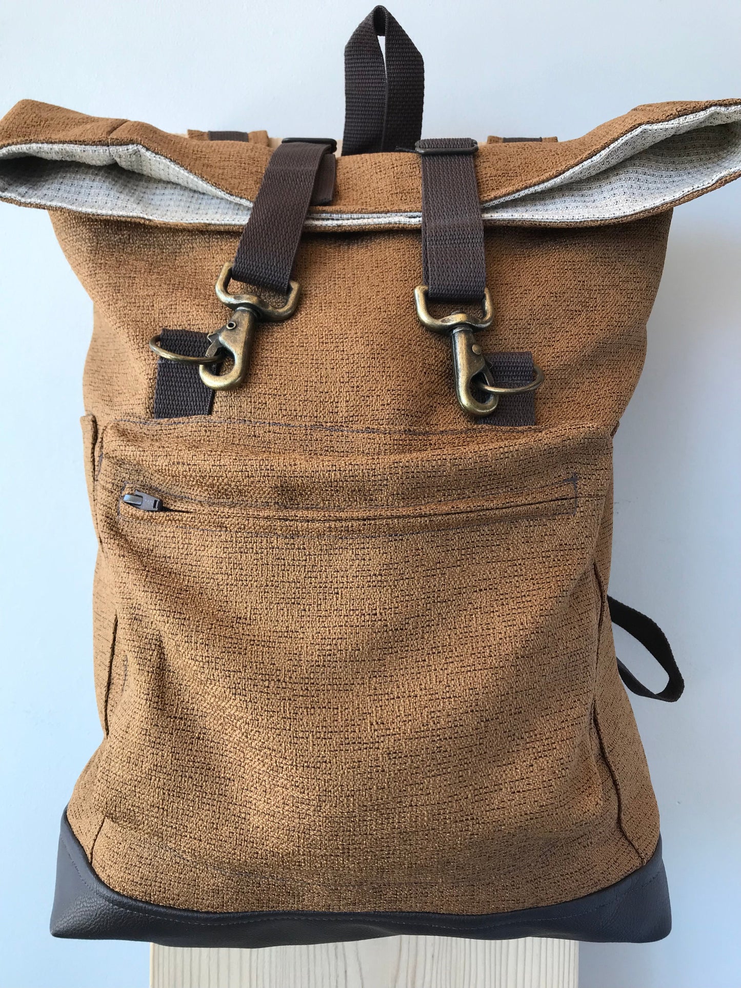 Fold-over Backpack - Vegan Leather Bottom