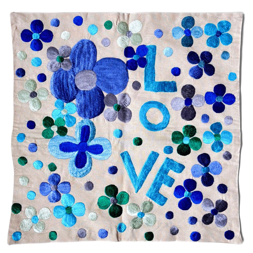 Moroccan Embroidered Floral Cushion Cover