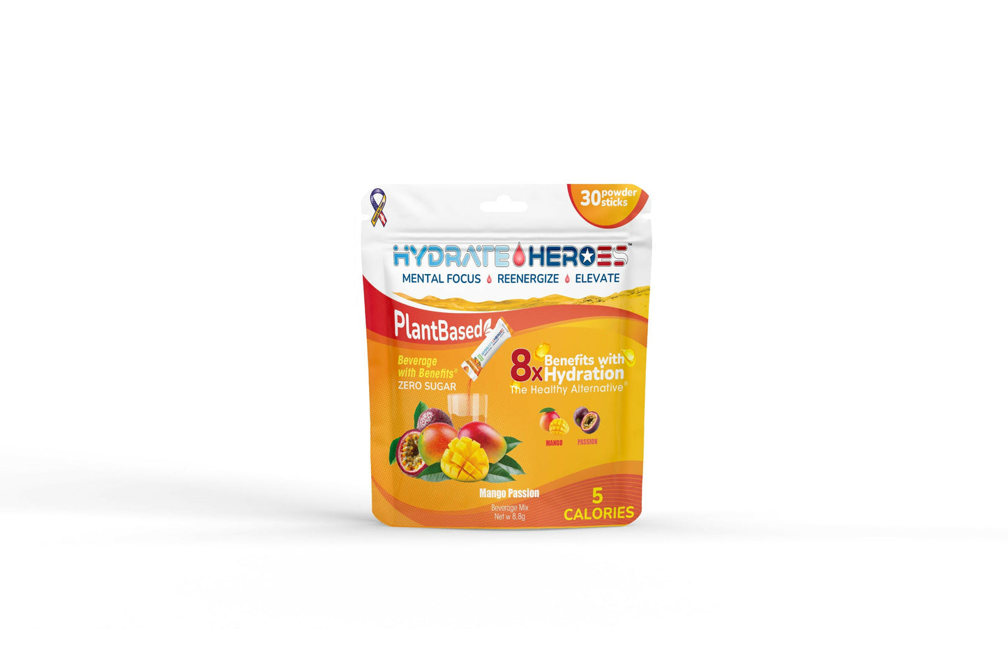 Mango Passionfruit 24 Individual Mushroom Infused Clean Hydration Powder Sticks