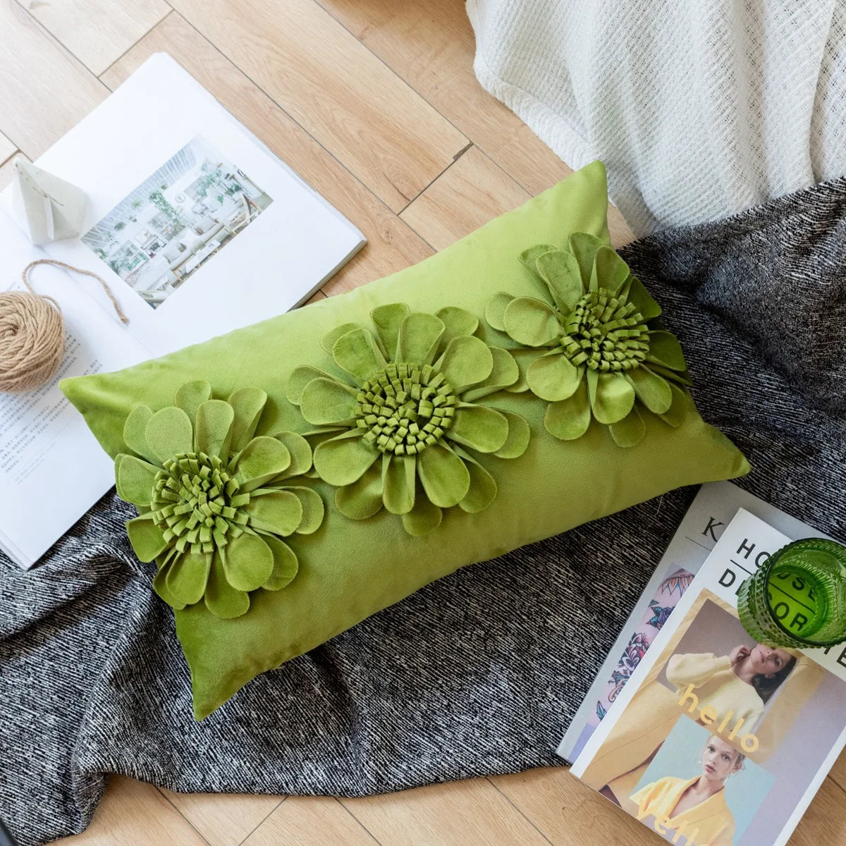 DecorBites™ Handmade Flower Cushion Cover - Elegant Home Decor Pillows