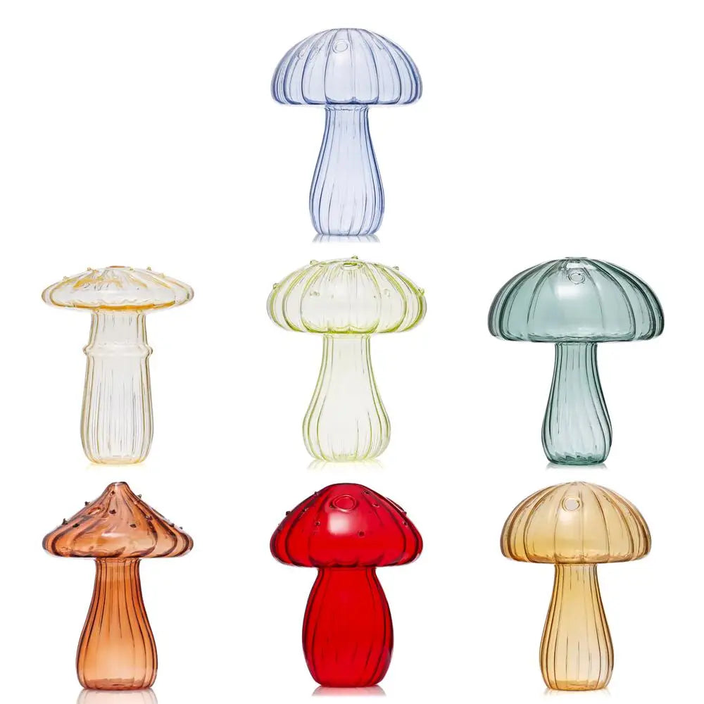 DecorBites™ Glass Mushroom-Shaped Vase for Home Decor