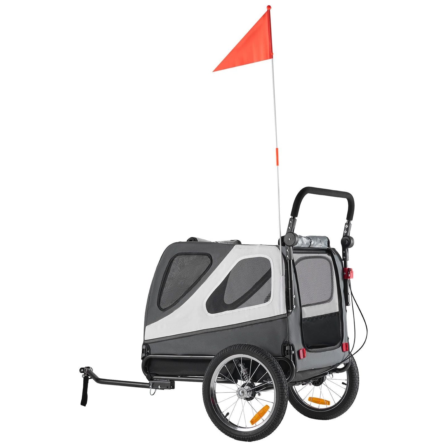 Dog Bike Trailer, Supports up to 100 lbs, 2-in-1 Pet Stroller Cart Bicycle Carrier for Small & Large Dogs, Easy Folding Frame with Quick Release Wheel, Universal Bicycle Coupler, Internal Leash