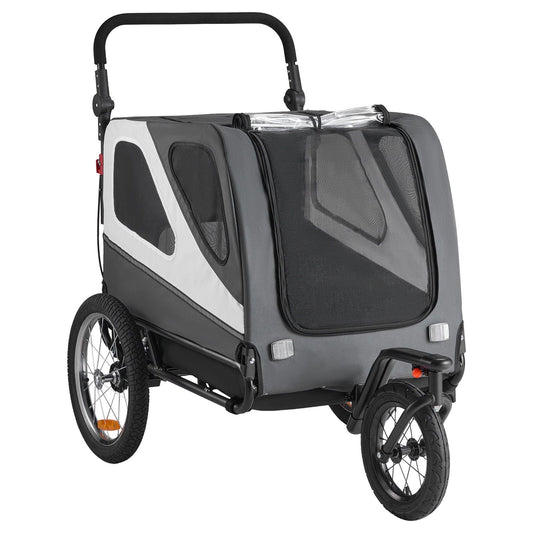 Dog Bike Trailer, Supports up to 100 lbs, 2-in-1 Pet Stroller Cart Bicycle Carrier for Small & Large Dogs, Easy Folding Frame with Quick Release Wheel, Universal Bicycle Coupler, Internal Leash