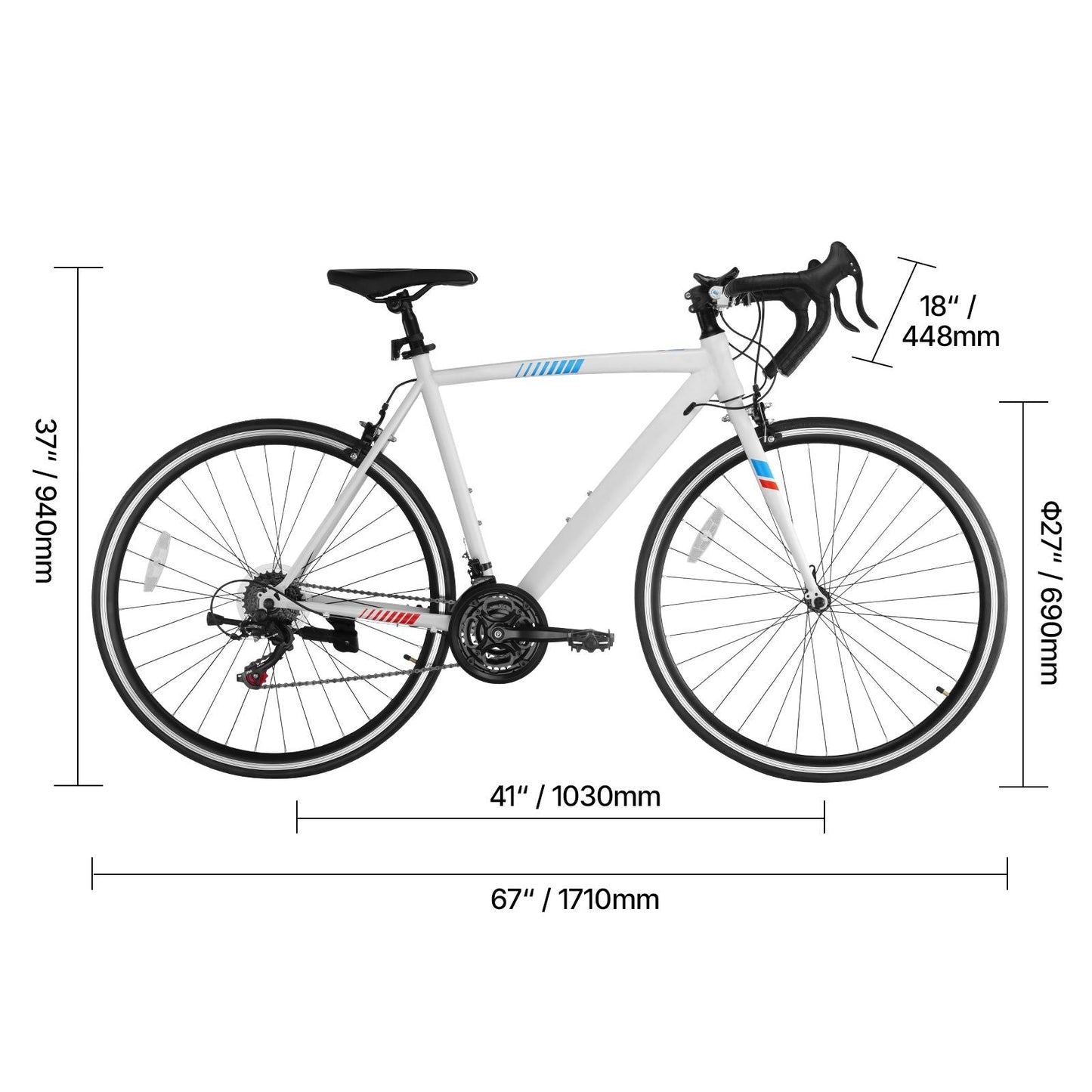 Road Bike, 700C Wheels Racing Bike, SHIMANO 21 Speeds Drivetrain City Commuter Road Bicycle, Urban Adult Sport Bicycle with Carbon Steel Frame, Drop Bar, Caliper Brake, for Men and Women