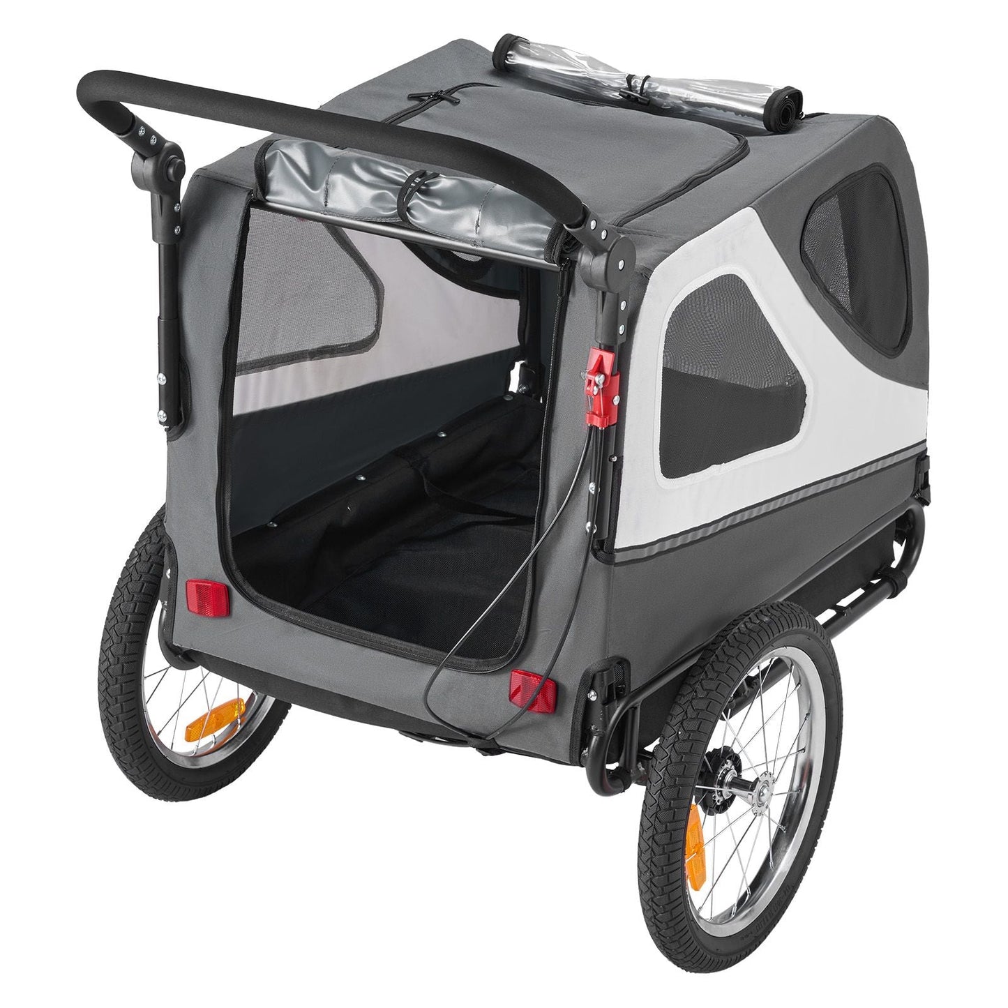 Dog Bike Trailer, Supports up to 100 lbs, 2-in-1 Pet Stroller Cart Bicycle Carrier for Small & Large Dogs, Easy Folding Frame with Quick Release Wheel, Universal Bicycle Coupler, Internal Leash