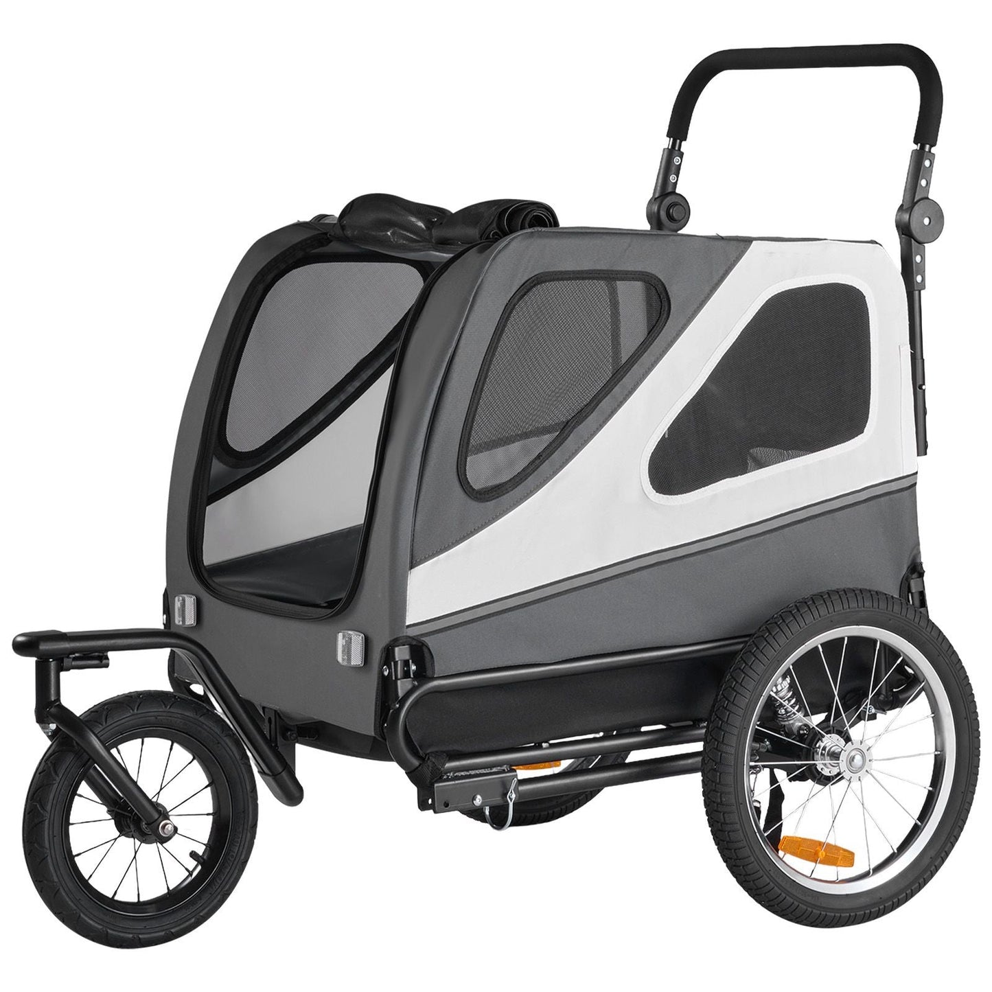 Dog Bike Trailer, Supports up to 100 lbs, 2-in-1 Pet Stroller Cart Bicycle Carrier for Small & Large Dogs, Easy Folding Frame with Quick Release Wheel, Universal Bicycle Coupler, Internal Leash