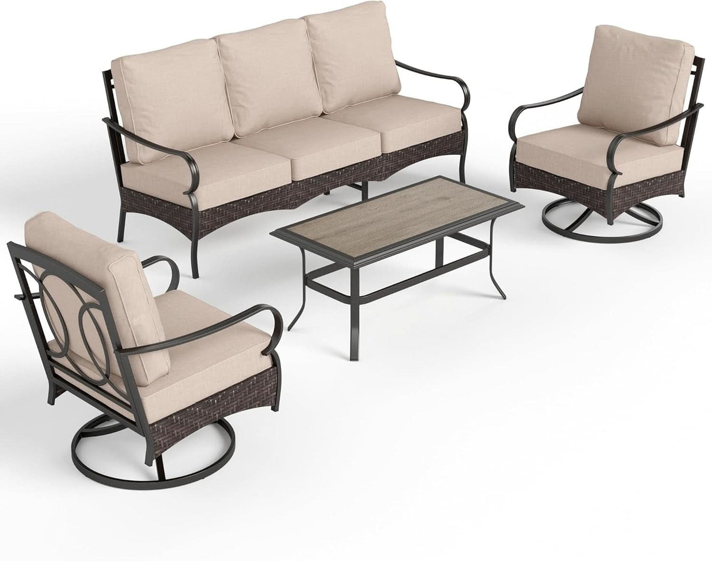 Modern Outdoor Patio Furniture Set with Thick Cushions