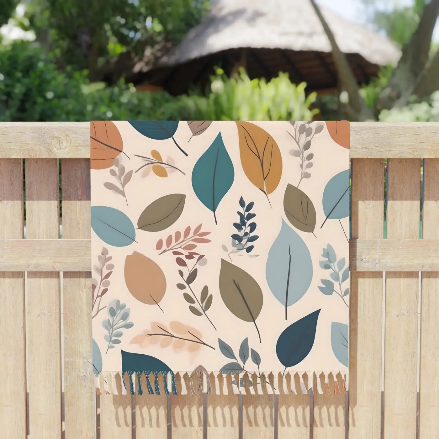 Boho Beach Cloth Leaves Pattern Soft Polyester - DipaliZ