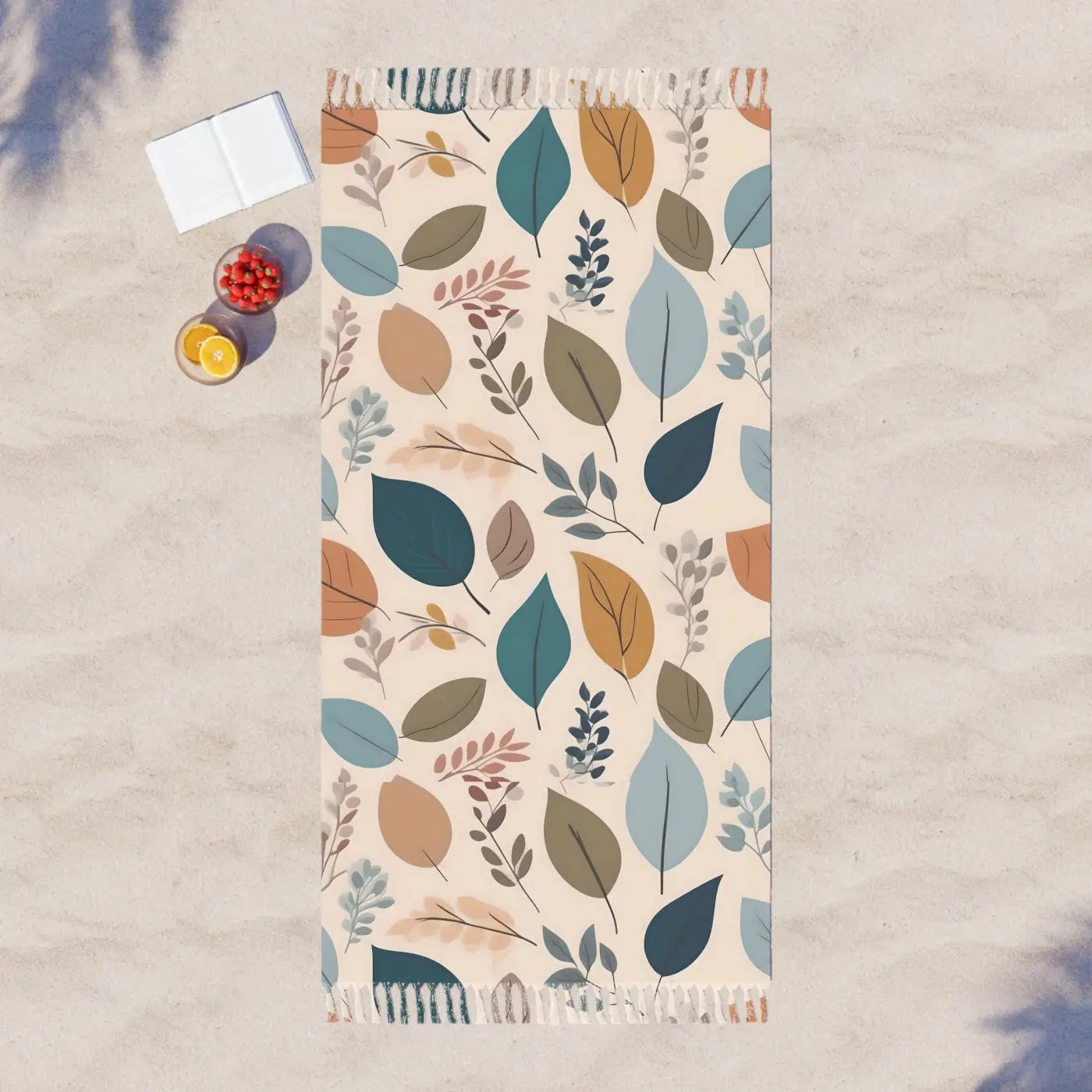 Boho Beach Cloth Leaves Pattern Soft Polyester - DipaliZ