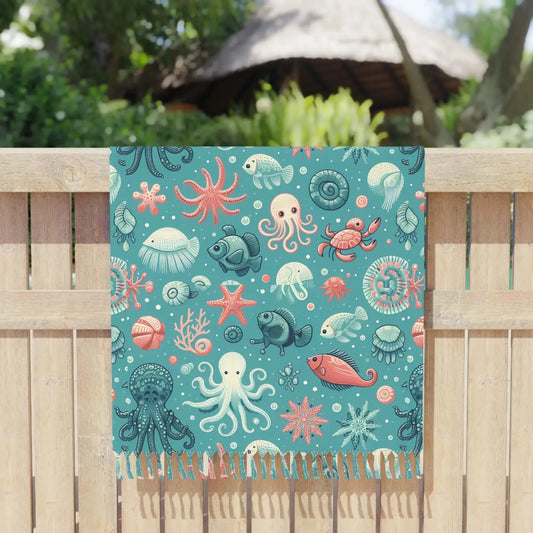Vibrant Boho Beach Cloth - Marine Life Polyester - DipaliZ
