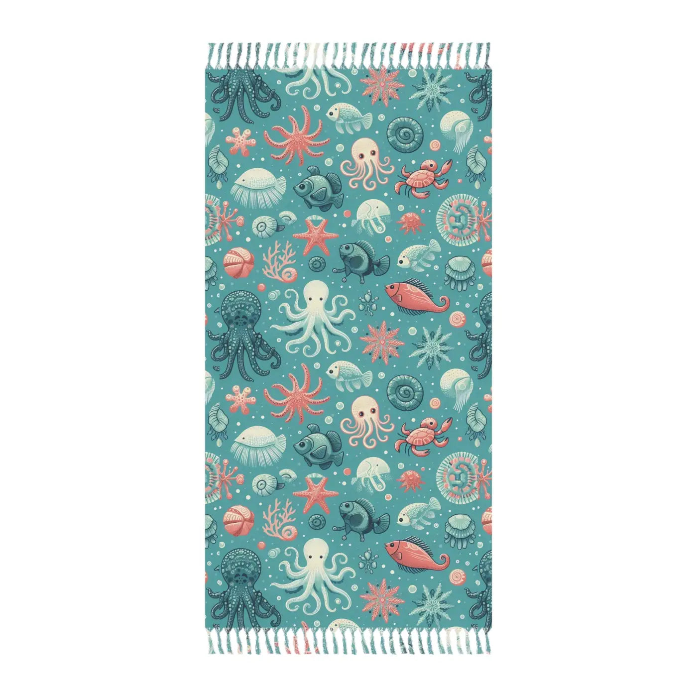 Vibrant Boho Beach Cloth - Marine Life Polyester - DipaliZ