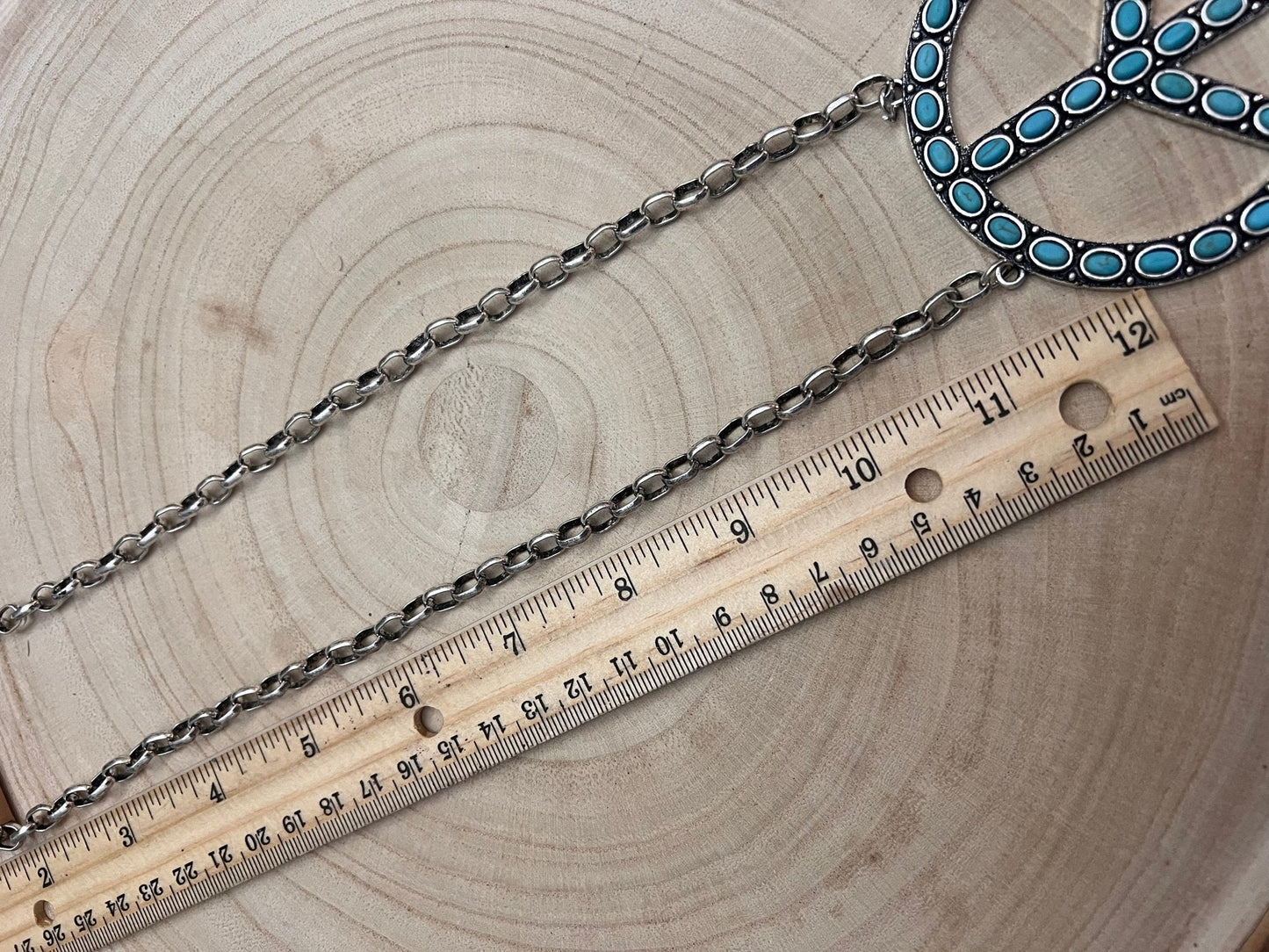 Western Turquoise Peace Statement Necklace - 22" Boho Pendant